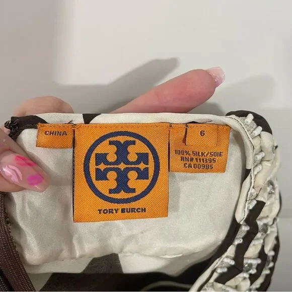 Tory Burch 100% Silk Soft Structured Floral Midi Dress